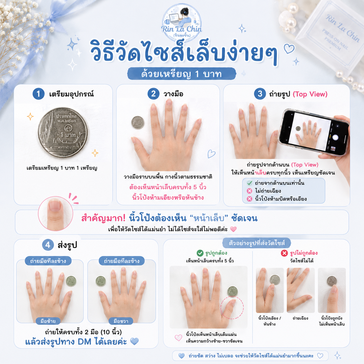 วิธีวัดไซส์เล็บด้วยเหรียญ